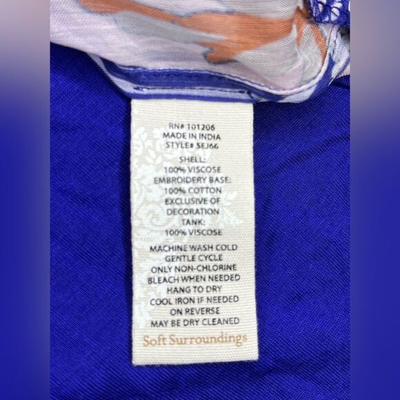 Soft Surroundings Tory Tunic Floral Embroidered Sheer Long Sleeve Sz 2X - Picture 9 of 13